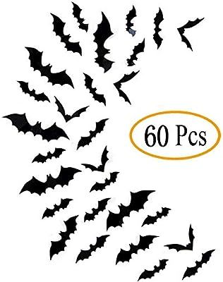 Fntacetik Halloween Bats Wall Decor, 60 Pcs Bats Halloween Decorations Window Clings Wall Decals ... | Amazon (US)
