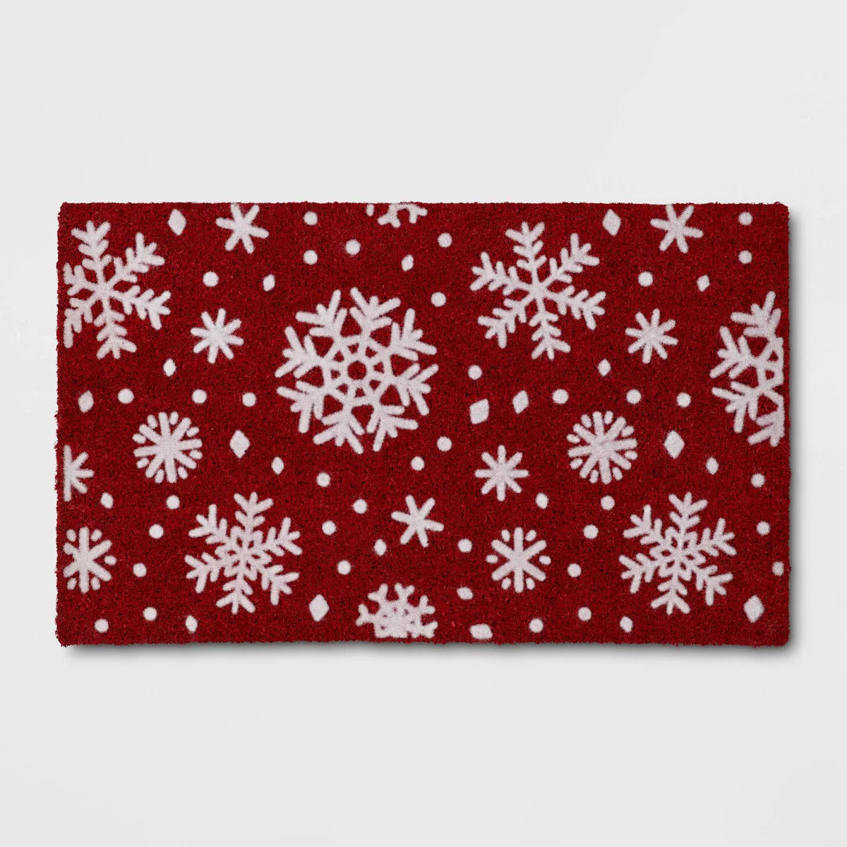 1'6"x2'6" Christmas Snowflakes Flocked Coir Doormat Red/White - Wondershop™ | Target