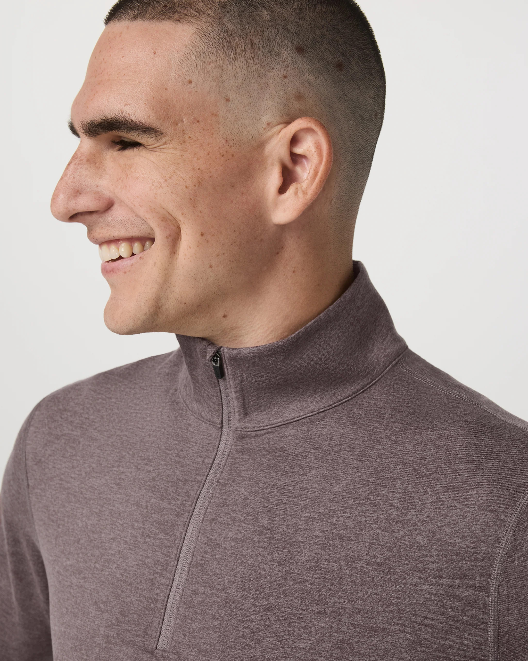Ponto 1/2 Zip Mock Neck | Men's Huckleberry Heather Top | Vuori | Vuori Clothing (US & Canada)