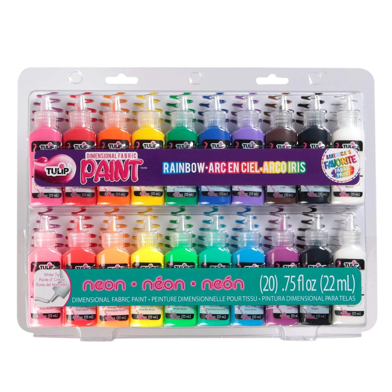 Tulip 0.75 fl. oz. Puff Paint Rainbow & Neon Colors 20 Pack, Dimensional Fabric Paint, Multicolor | Walmart (US)