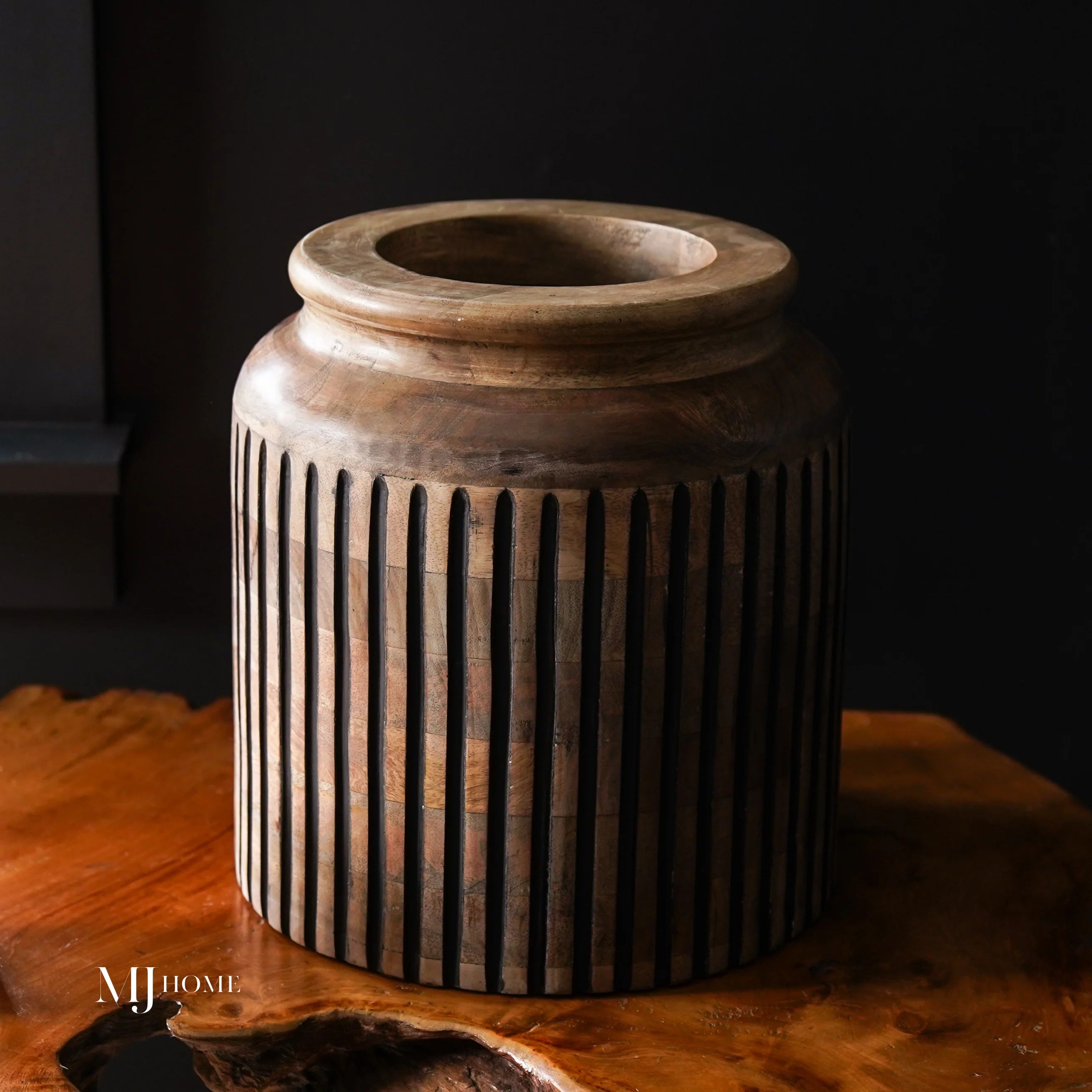 Abis Carved Wood Vase | MJHome
