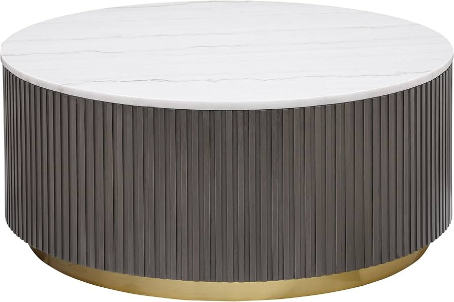 Coaster Home Furnishings Jason Round Marble Top Coffee Table White and Charcoal | Amazon (US)