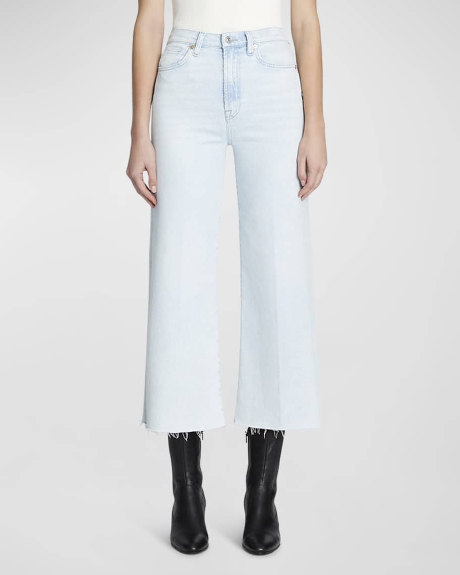 Wide-Leg Cropped Comfort Stretch Jeans | Neiman Marcus