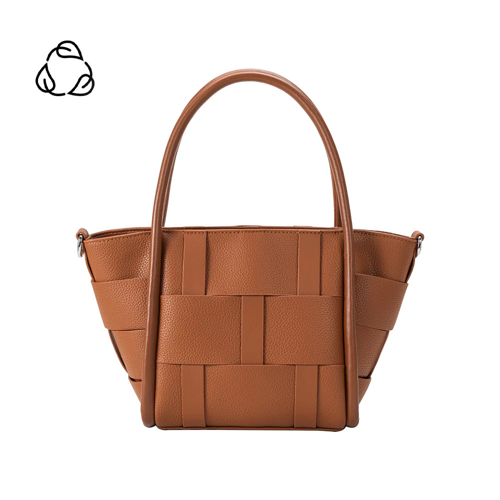 Saddle Lanie Recycled Vegan Leather Woven Tote | Melie Bianco | Melie Bianco