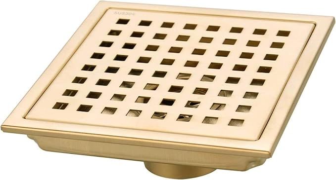 TRUSTMI 6 Inch Square Shower Floor Drain with Removable Grid Grate Cover, SUS 304 Stainless Steel... | Amazon (US)