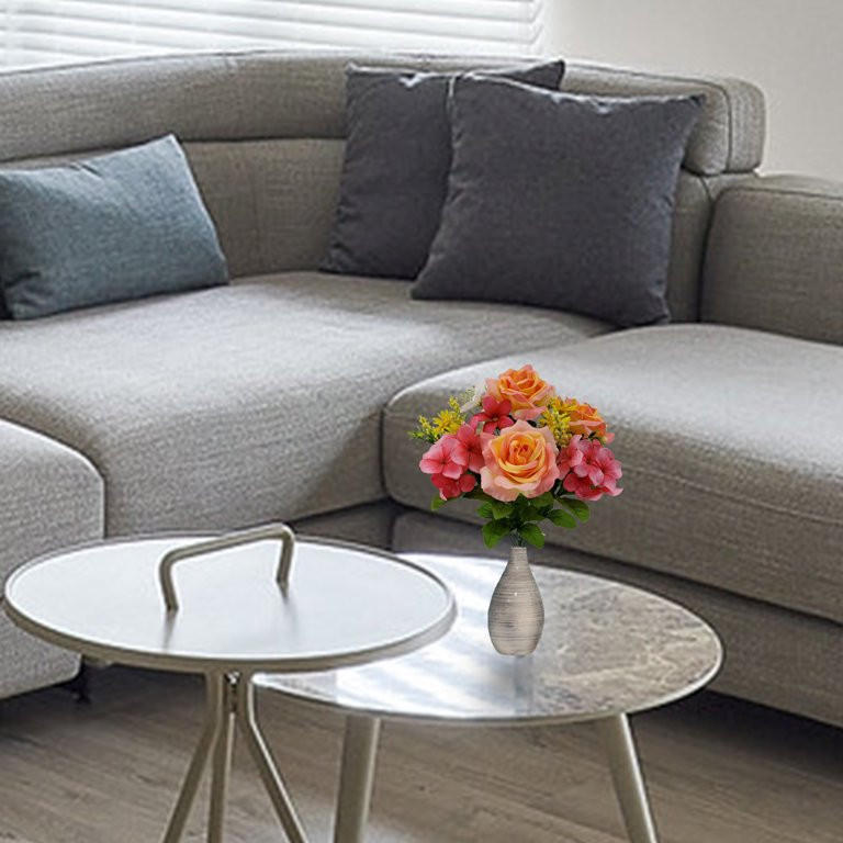 Mainstays Indoor Artificial Flower Bush, Rose and Hydrangea, Pink Color, Assembled Prodcut Height... | Walmart (US)