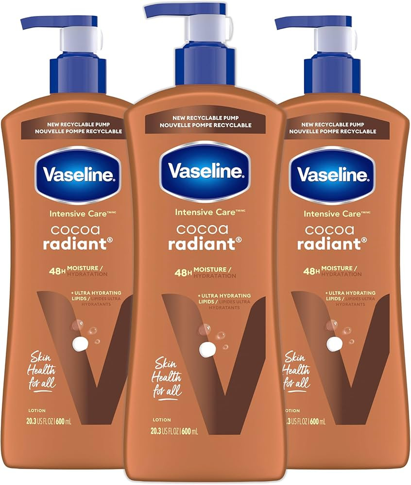 Vaseline Intensive Care Body Lotion Cocoa Radiant 3 count for Dry Skin Lotion Made with Ultra-Hyd... | Amazon (US)