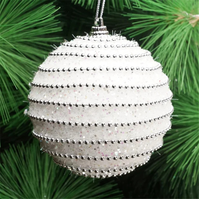 Kcocoo Christmas Rhinestone Glitter Baubles Balls Xmas Tree Ornament Decoration 8CM White | Walmart (US)