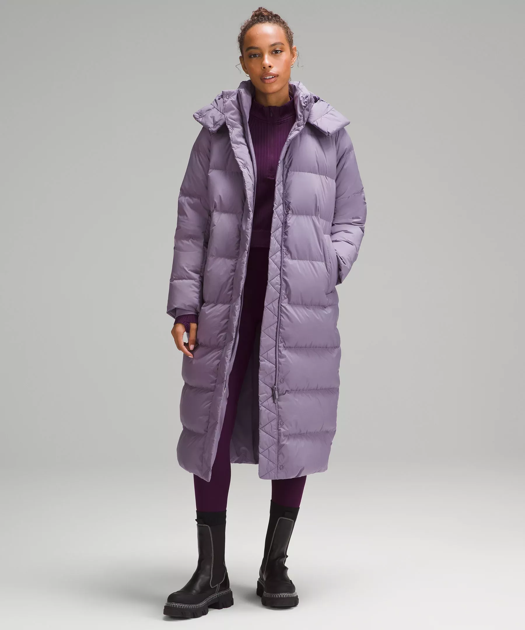 Light Purple Lulu Womens Wunder Puff Arket Down Coat With Five