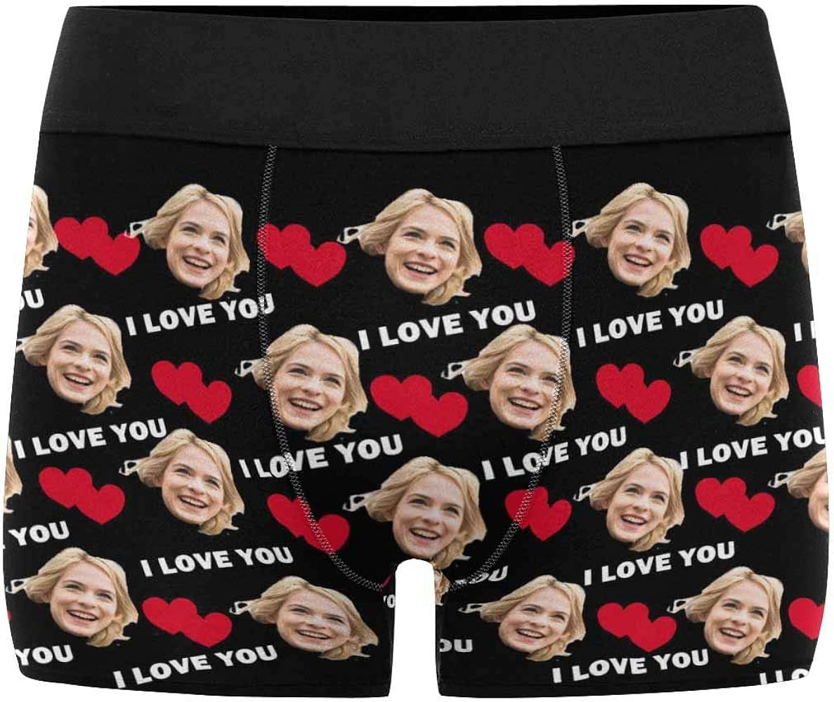 Amazon.com: Custom Men's Funny Face I Love You Red Love Heart Boxer Shorts Briefs Underpants Prin... | Amazon (US)