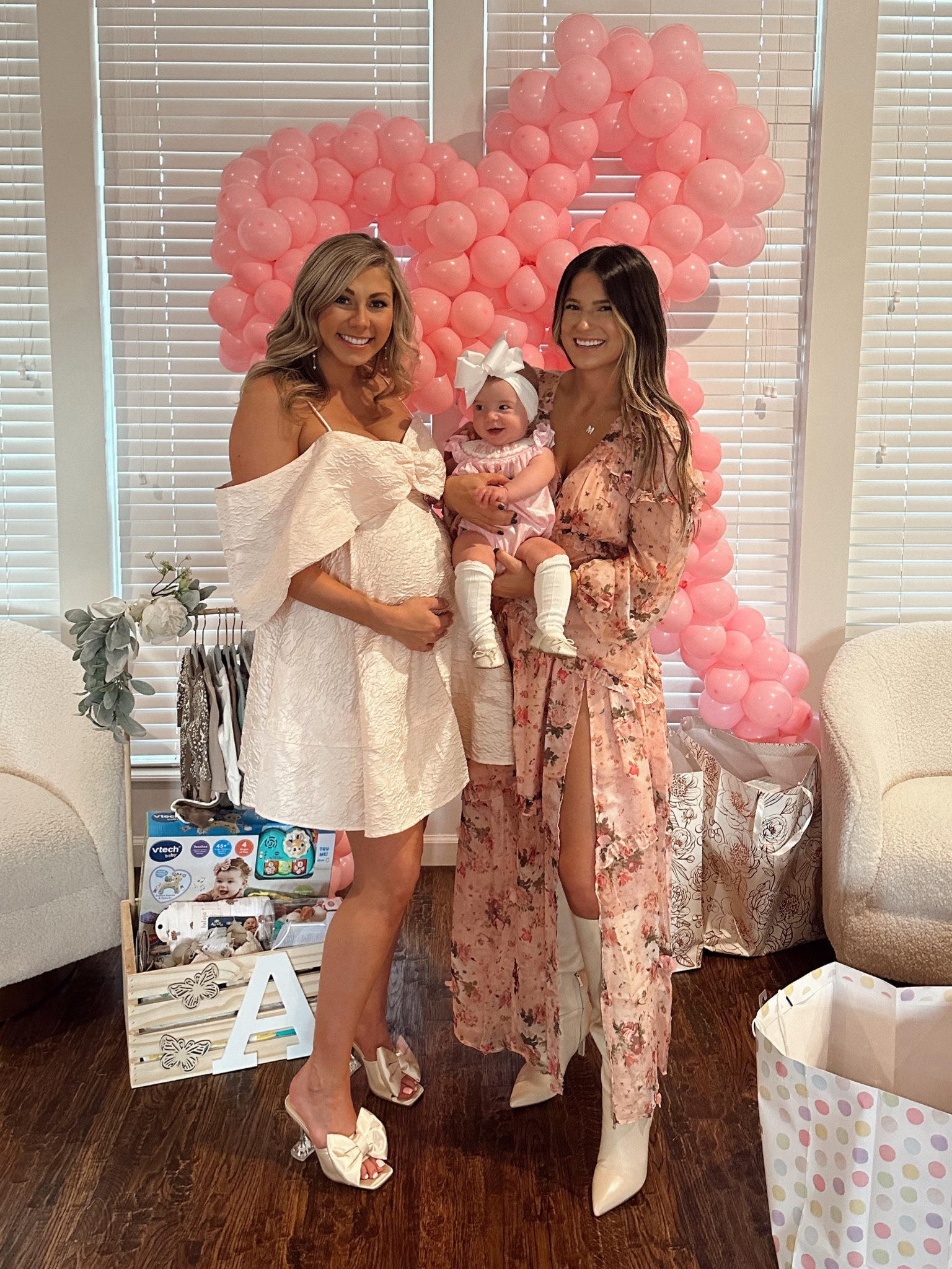 Baby shower dress 🎀 #pinkdress #bowheels #bowshoes #asosdress #amazonshoes