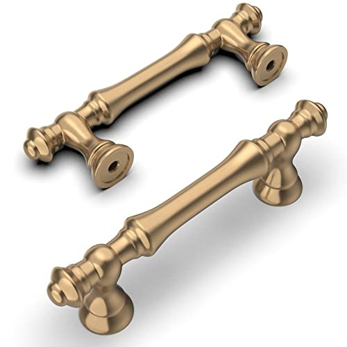 Amerdeco 10 Pack Champagne Bronze Cabinet Pulls 3 Inch(76mm) Hole Center Cabinet Hardware Kitchen Cabinet Handles for Bathroom Drawer Pulls Dresser Pulls ZH0014 | Amazon (US)