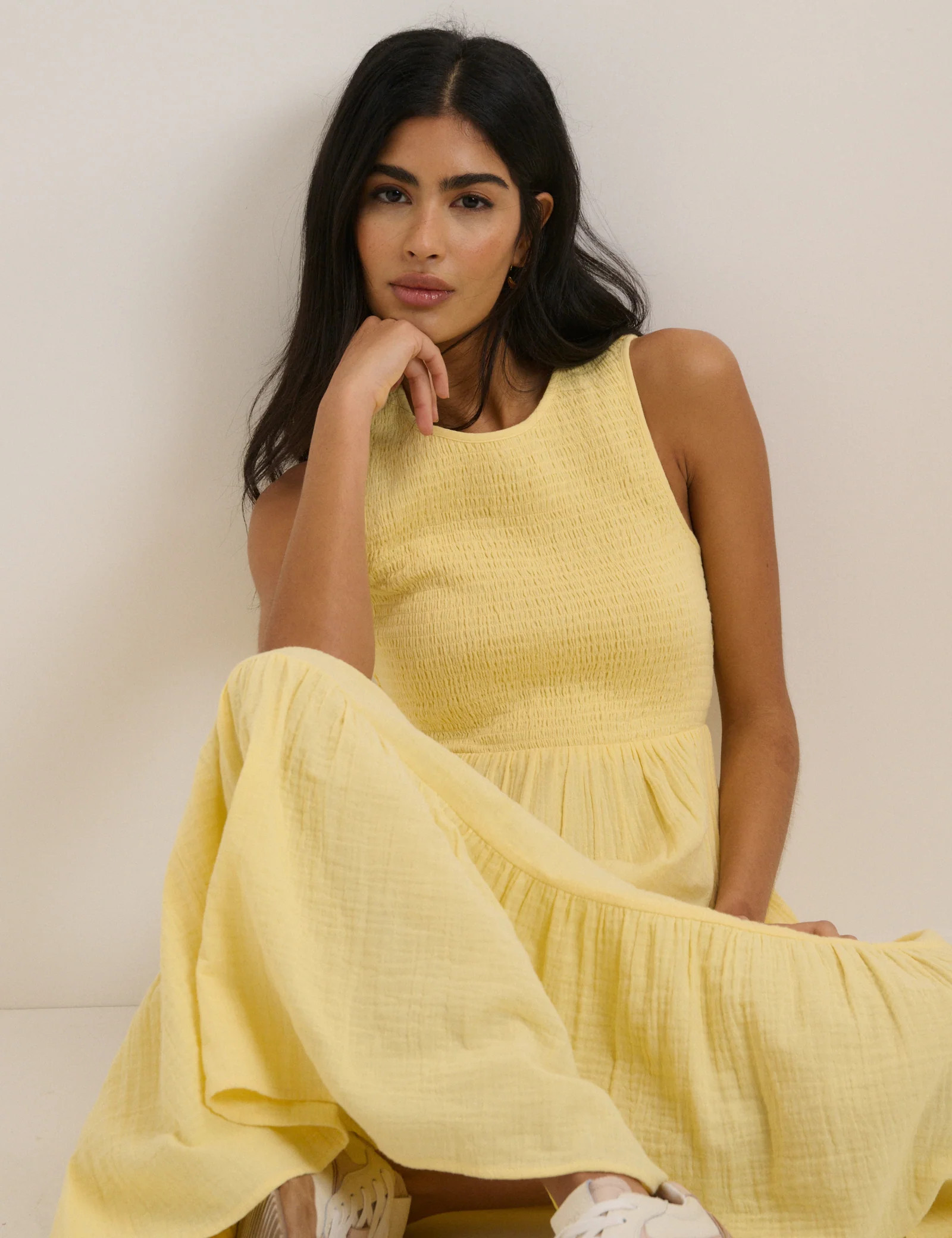 Butter Yellow Sleeveless Charlie Midi Dress | Nobody's Child