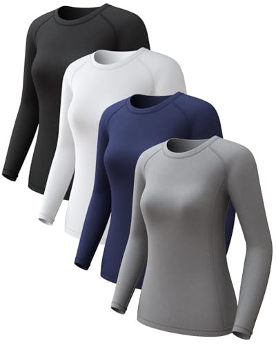 Women's Long Sleeve Compression Shirts, Dry Fit Workout Athletic Sun Protection Cooling Tops for ... | Amazon (US)