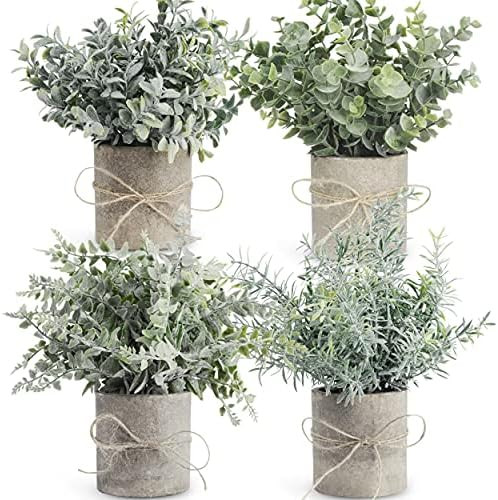 JC nateva 4 Packs Small Fake Plants Mini Potted Artificial Plants Indoor for Home Office Farmhous... | Amazon (US)