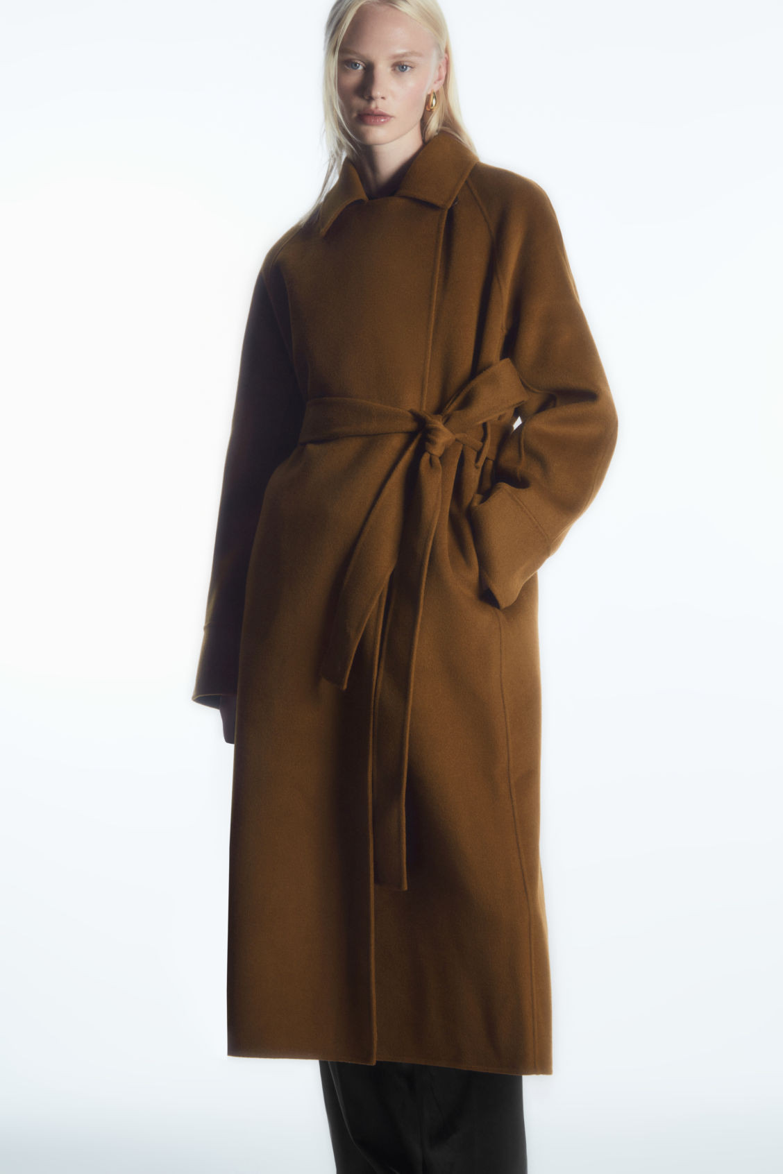 BELTED DOUBLE-FACED WOOL COAT - BROWN - Coats and Jackets - COS | COS (US)