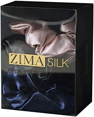 ZIMASILK 22Momme Silk Scrunchie Set - Navy Blue, Black, Beige - 100% Pure Mulberry Silk Scrunchie... | Amazon (US)