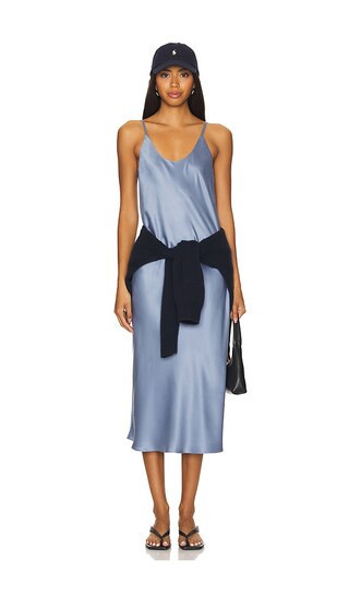 LUNYA Washable Silk Bias Slip Dress in Blue. - size S | Revolve Clothing (Global)