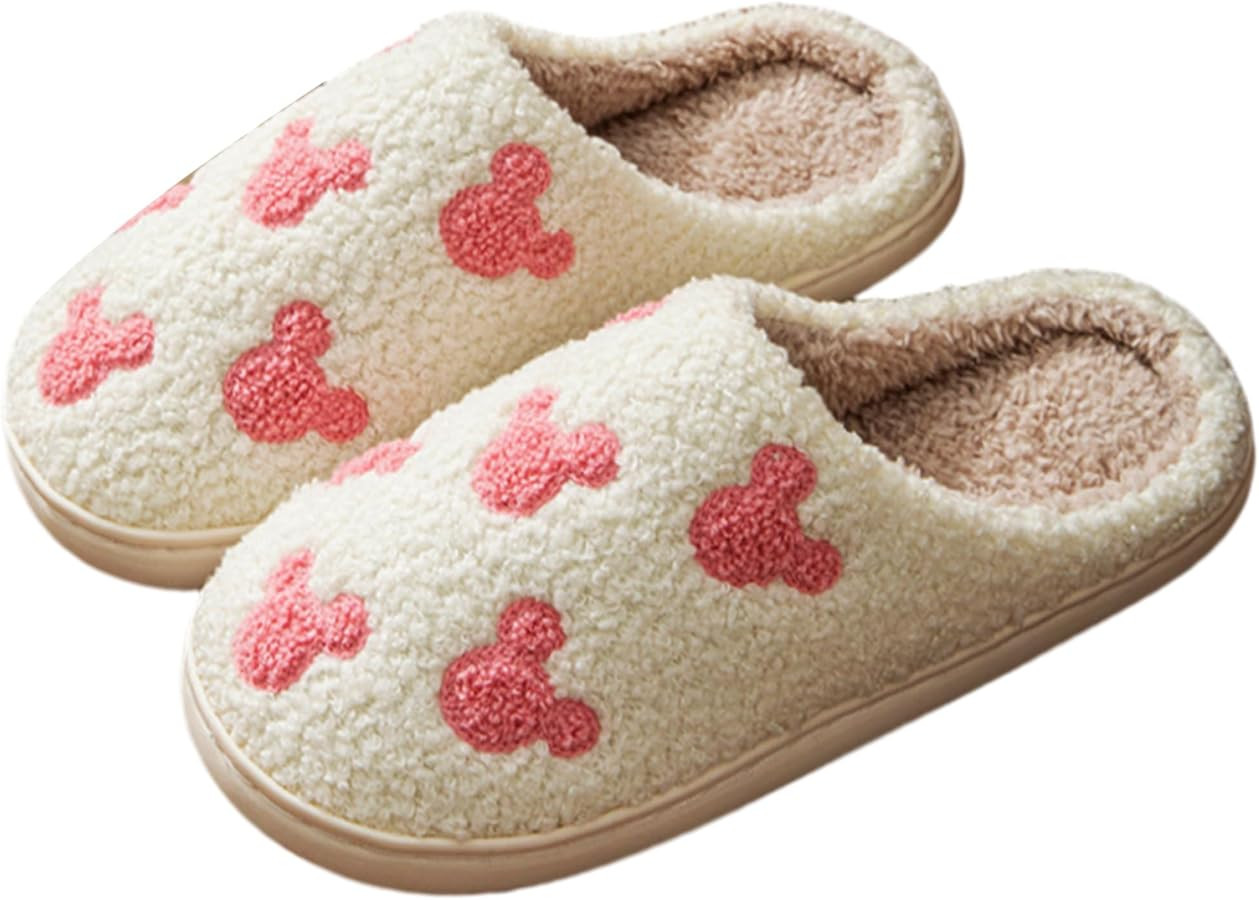 Bow Slippers for Women & Men - Floral Memory Foam Plush Slippers, Cute Cartoon Design, Warm Fluff... | Amazon (US)