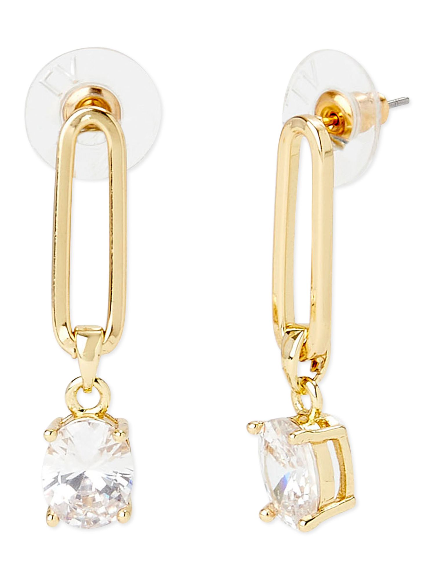 Scoop Womens 14K Gold Flash-Plated Cubic Zirconia Link Drop Earrings - Walmart.com | Walmart (US)