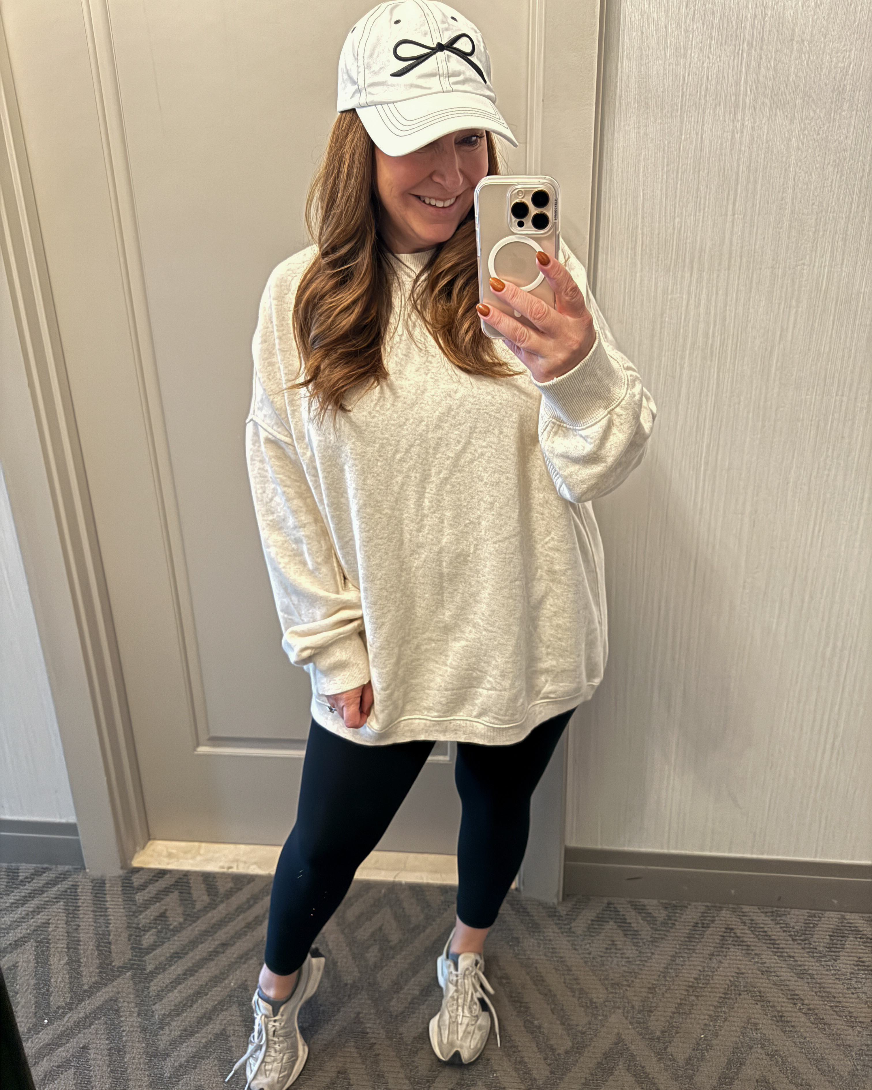 Comfy weekend outfit wearing large in sweatshirt and leggings 

#LTKFindsUnder50 #LTKMidsize #LTKSaleAlert