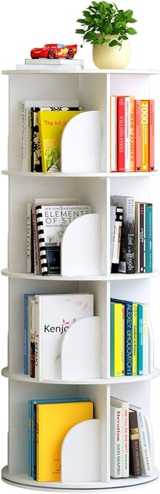 Arcwares Rotating Bookshelf, 4 Tier 360° Revolving Bookcase Corner PVC Wood-Plastic Board Bookca... | Amazon (US)