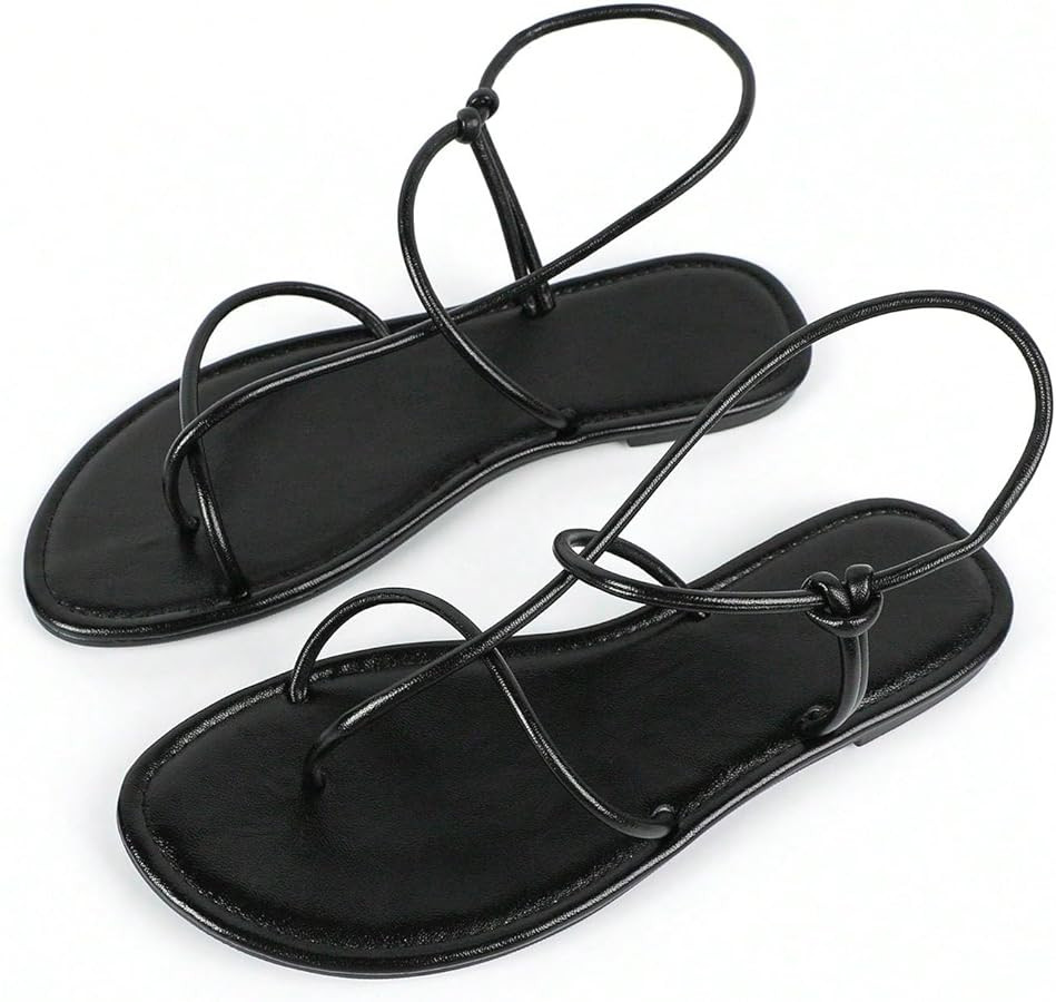 GORGLITTER Women's Metallic Thong Sandals Slides | Amazon (US)