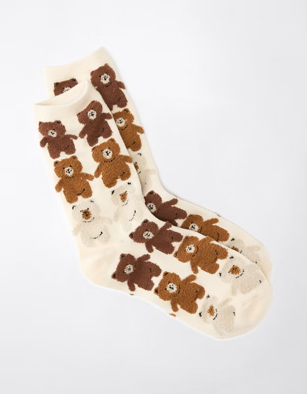 AE Teddy Bear Crew Sock | American Eagle Outfitters (US & CA)