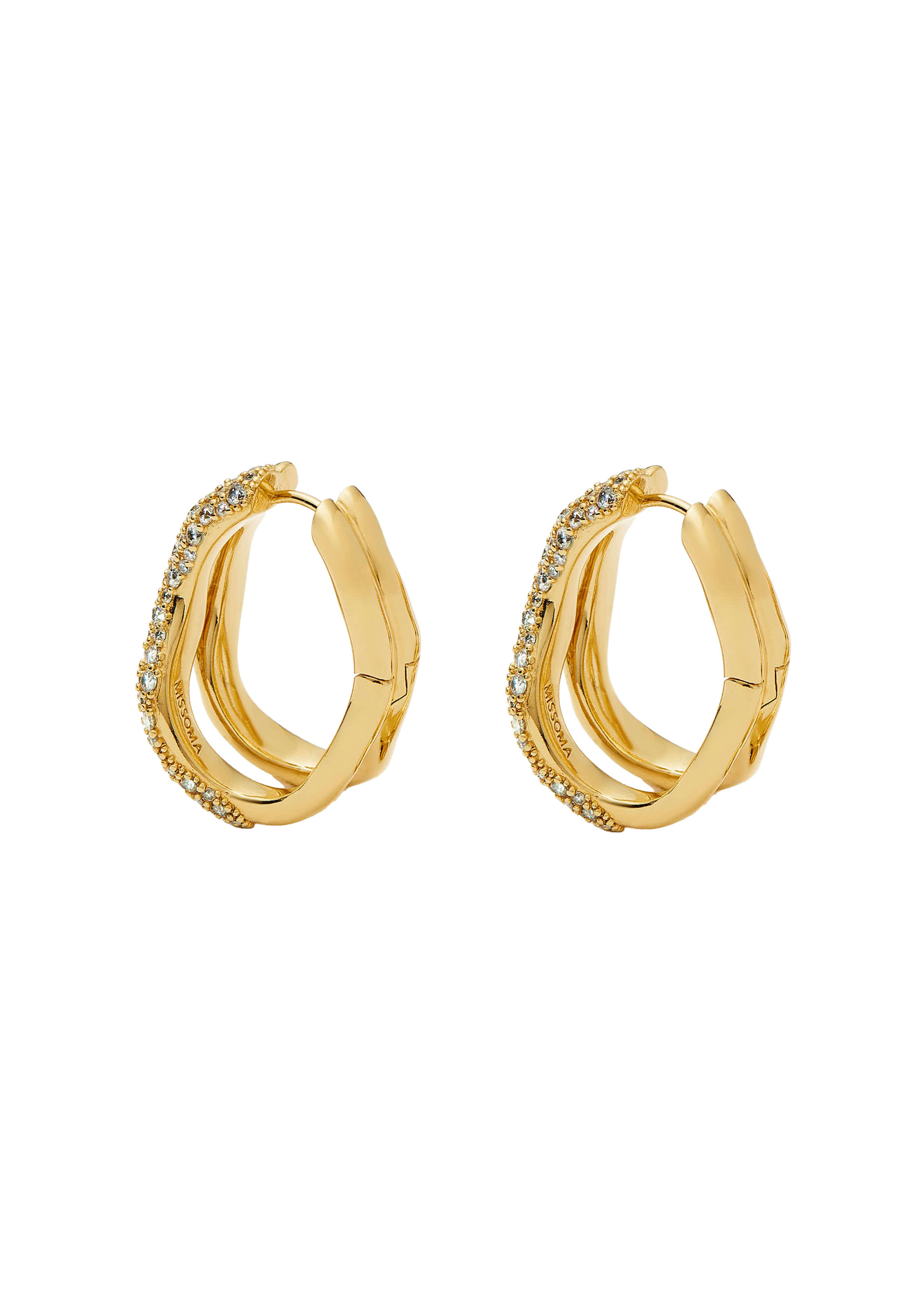 Molten snow 18ct gold-plated double medium hoop earrings | Harvey Nichols