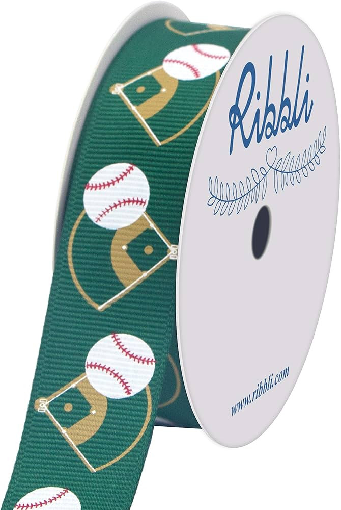 Ribbli Grosgrain Baseball Craft Ribbon,7/8-Inch x 10-Yard,Green/White/Red/Yellow | Amazon (US)