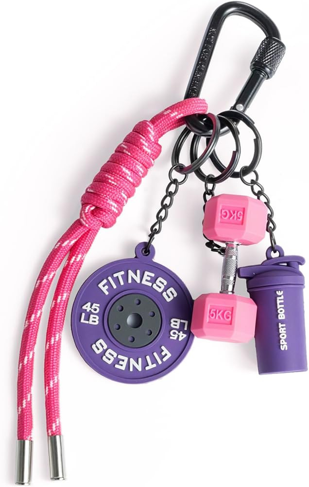 Dumbbell & Weights Keychain, Bag Purse Charms Gift for fitness Women and Men, Cute Mini Car Key C... | Amazon (US)