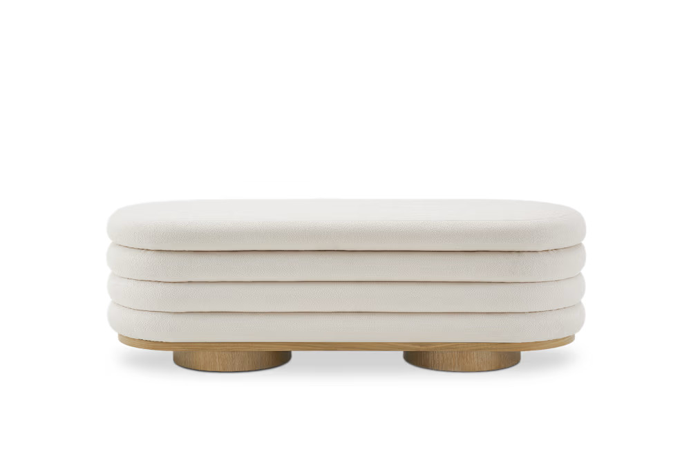 Freida Performance Bouclé Storage Bench | Castlery | Castlery US