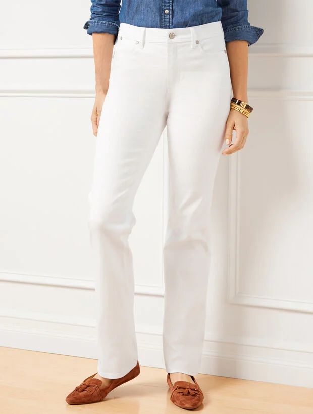 High-Waist Barely Boot Jeans - White | Talbots