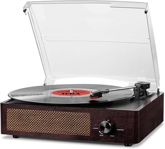 Vinyl Record Player Turntable with Built-in Bluetooth Receiver & 2 Stereo Speakers, 3 Speed 3 Siz... | Amazon (US)