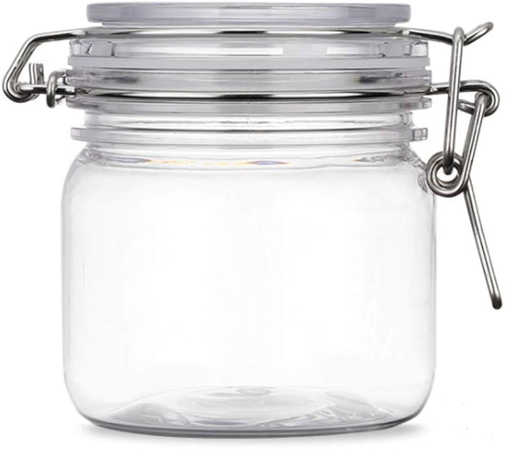 2Pcs 10 Oz/300ml Clear Round Plastic Home Kitchen Storage Sealed Jar Bottles with Leak Proof Rubb... | Amazon (US)