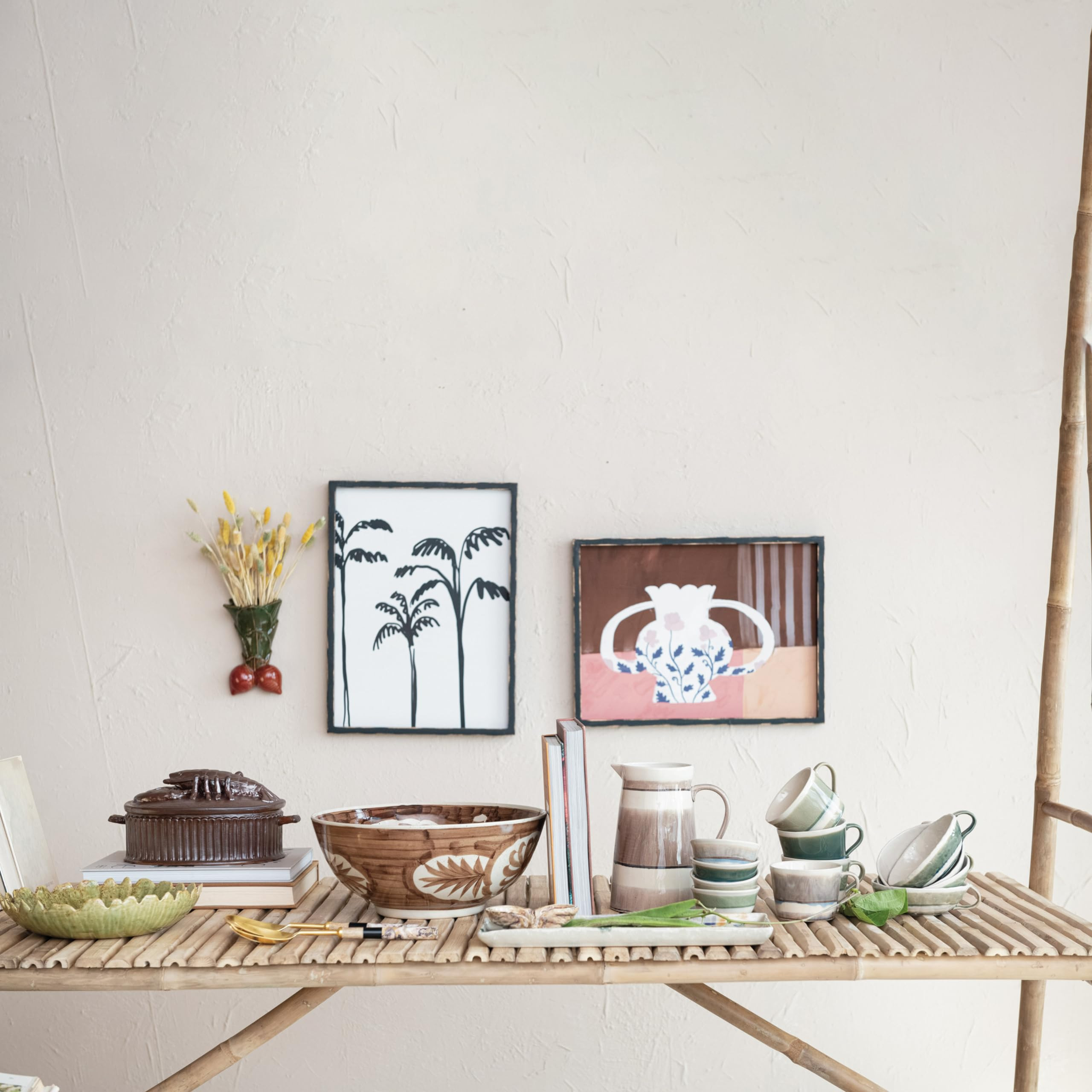 Creative Co-Op Round Stoneware Pitcher with Stripes and Crackle Glaze, Brown and Cream | Amazon (US)