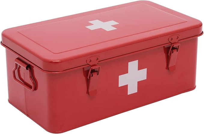 First Aid Medicine Box, First Aid Kit Supplies Bin, Metal Medicine Storage Tin, First Aid Empty B... | Amazon (US)