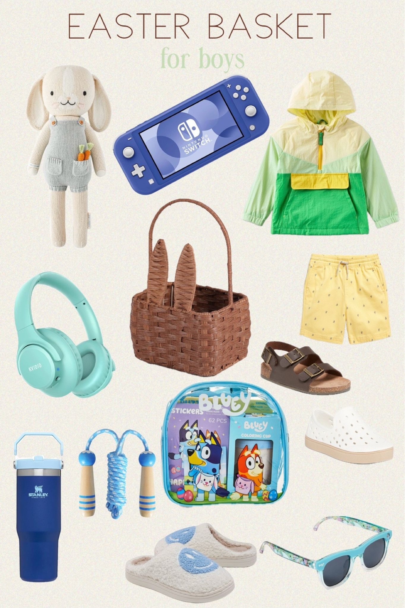 Easter Basket for boys

Easter Basket with Handle Kids Bunny Easter Baskets Rabbit / STANLEY IceFlow Stainless Steel Tumbler with Straw / cuddle + kind Henry The Bunny Little 13" Hand-Knit Doll / Toddler Lined Colorblock Anorak Jacket - Cat & Jack / Toddler Boys' Bunny Sweater - Cat & Jack / Bluey Backpack Easter Gift Set / Printed Functional-Drawstring Shorts Old Navy / O2COOL Mist 'N Sip Misting Water Bottle 2-in-1 Mist and Sip Function with No Leak / Bluey Sunglasses / KVIDIO [Updated] Bluetooth Headphones Over Ear, 65 Hours Playtime Wireless Headphones / Nintendo Switch Lite - Blue / Smile Face Slippers for Kids Happy Face Slippers / Jumping Rope

Gift idea 

#giftguide #easter #easterbasket #toddler #boy #kids #bobo #amazon #oldnavy #target #gabrielapolacek 

#LTKsalealert #LTKparties #LTKkids