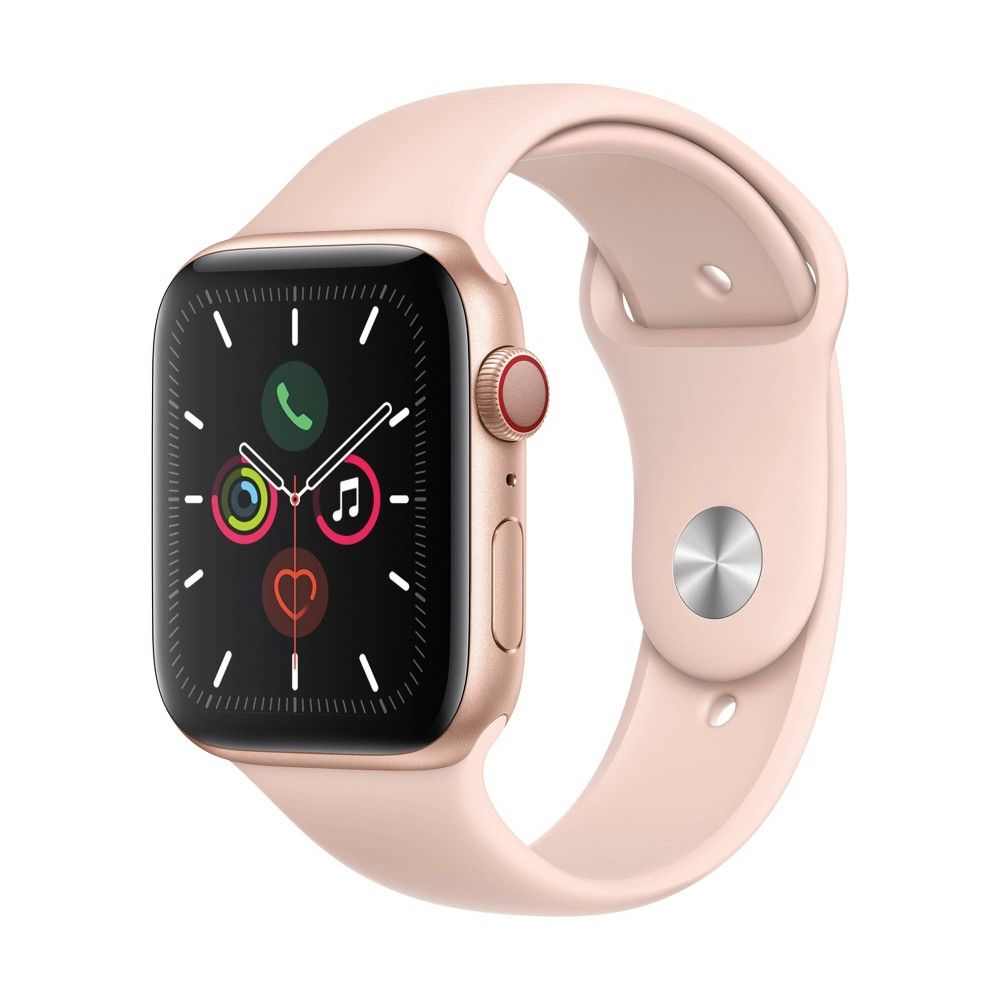 Apple Watch Series 5 GPS + Cellular, 40mm Gold Aluminum Case with Pink Sand Sport Band | Target