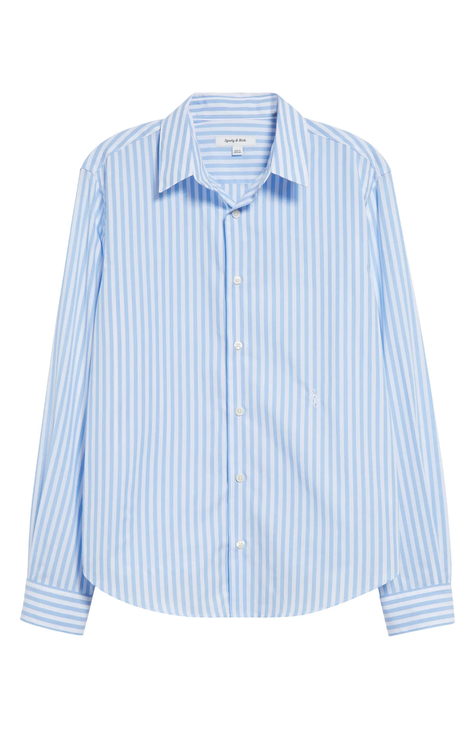 Sporty & Rich Stripe Cotton Button-Up Shirt | Nordstrom | Nordstrom