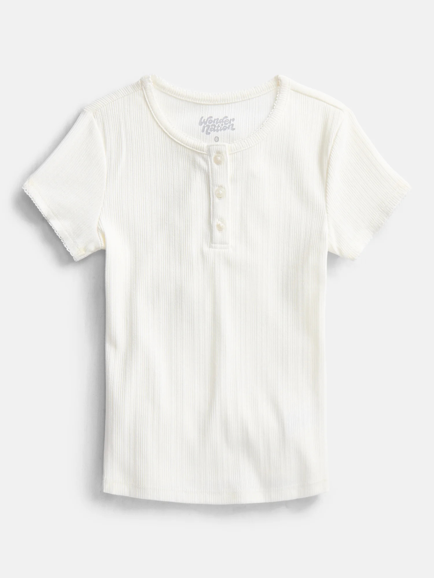 Wonder Nation Girls Baby Henley Tee with Short Sleeves, Sizes 4-10 | Walmart (US)