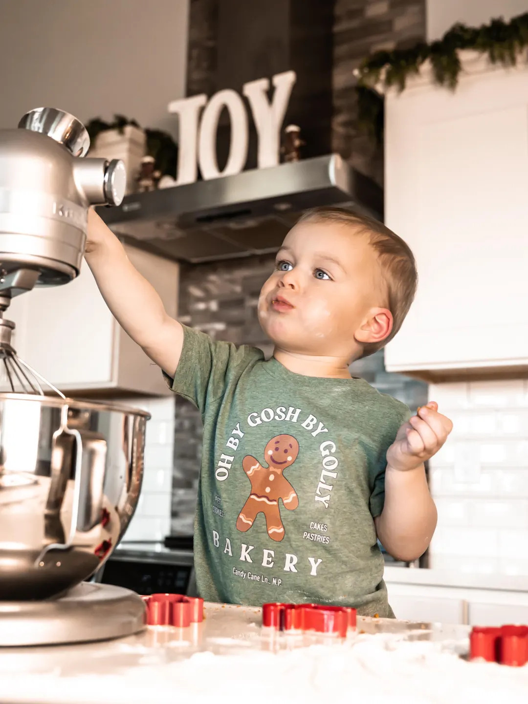 Gingerbread Cookie Christmas Kids Shirt, Boys Holiday Tee, Retro Boho Christmas Outfit for Toddle... | Etsy (US)