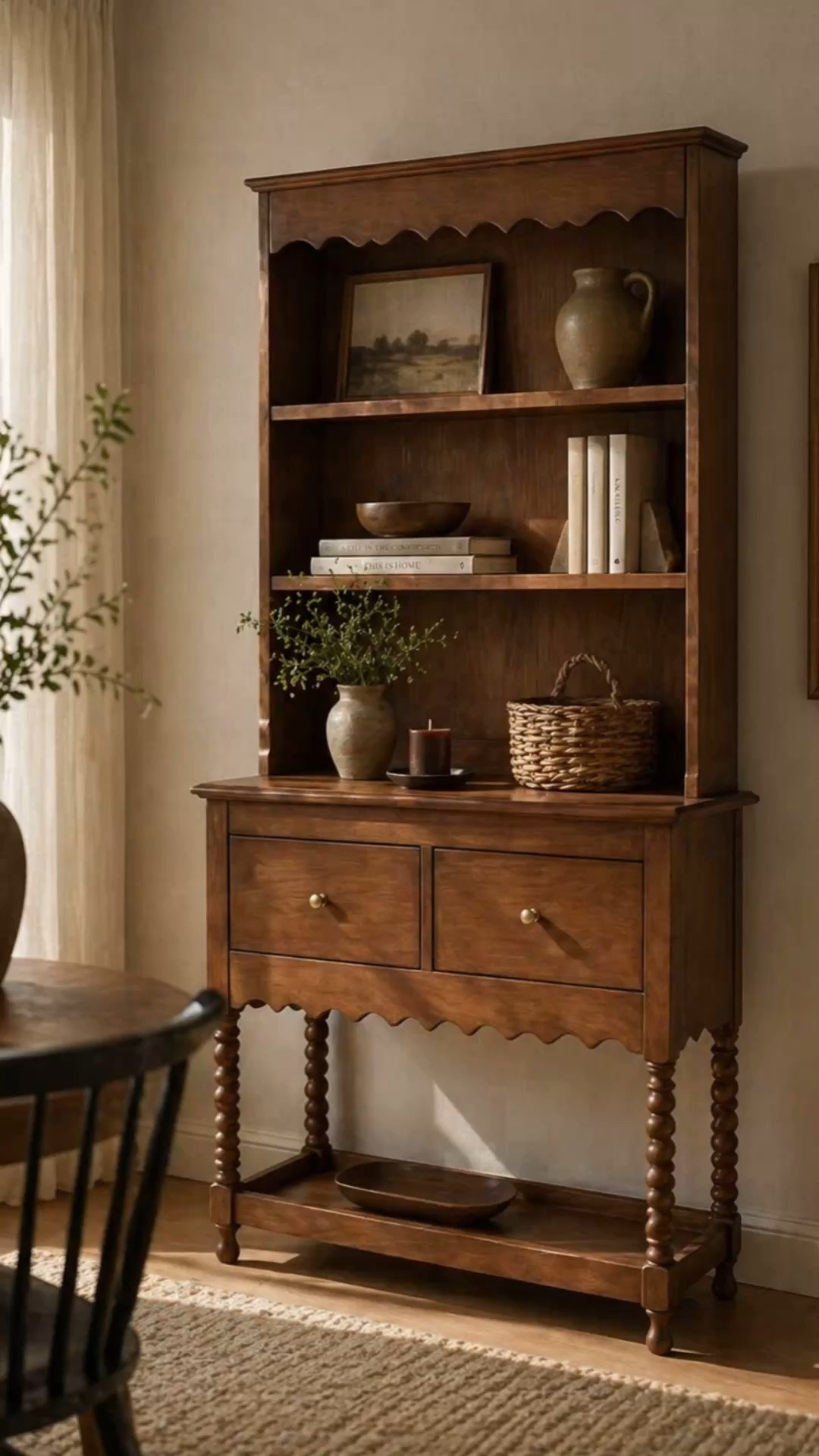 This piece is doing all the work for you 🤎

The scalloped detail, the warm wood tone, the turned legs… it’s one of those finds that instantly makes a space feel collected and cozy without needing much else.

Style it with a few neutral books, a ceramic vase, and something woven and you’re done. simple, elevated, and actually livable.

If your space has been feeling a little flat, this is the kind of piece that brings it back to life.

#ltkhome #vintageinspired #homedecorfinds

#LTKHome #LTKSaleAlert #LTKSeasonal