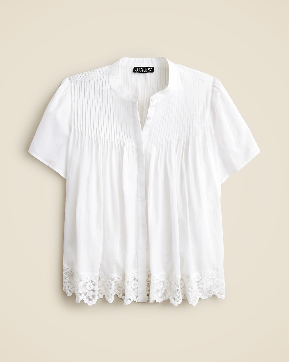 Lace-trim pintuck top in cotton voile | J. Crew US