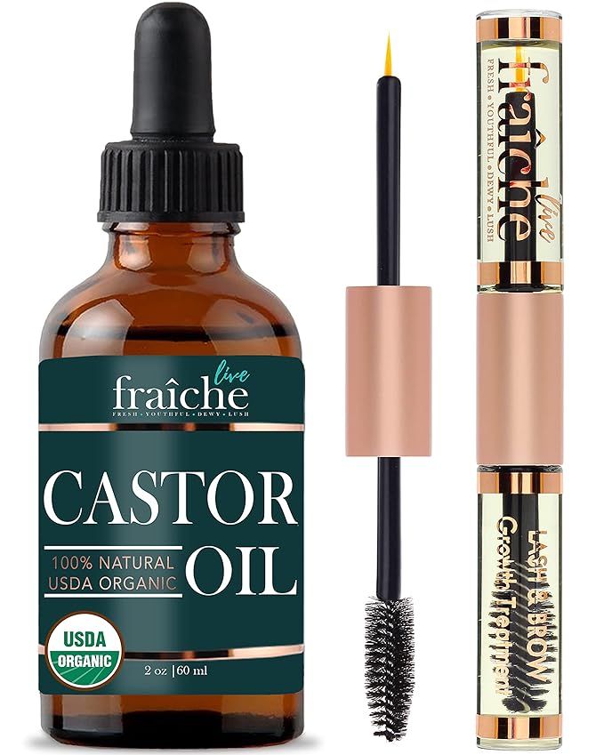 Castor Oil (2oz) + Filled Mascara Tube USDA Certified Organic, 100% Pure, Cold Pressed, Hexane Fr... | Amazon (US)