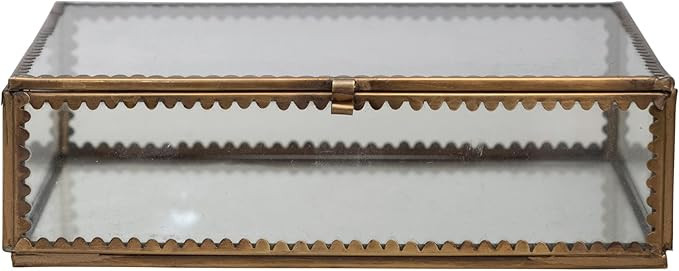 Creative Co-Op Brass and Glass Display Box with Scalloped Edges, Antique Finish | Amazon (US)