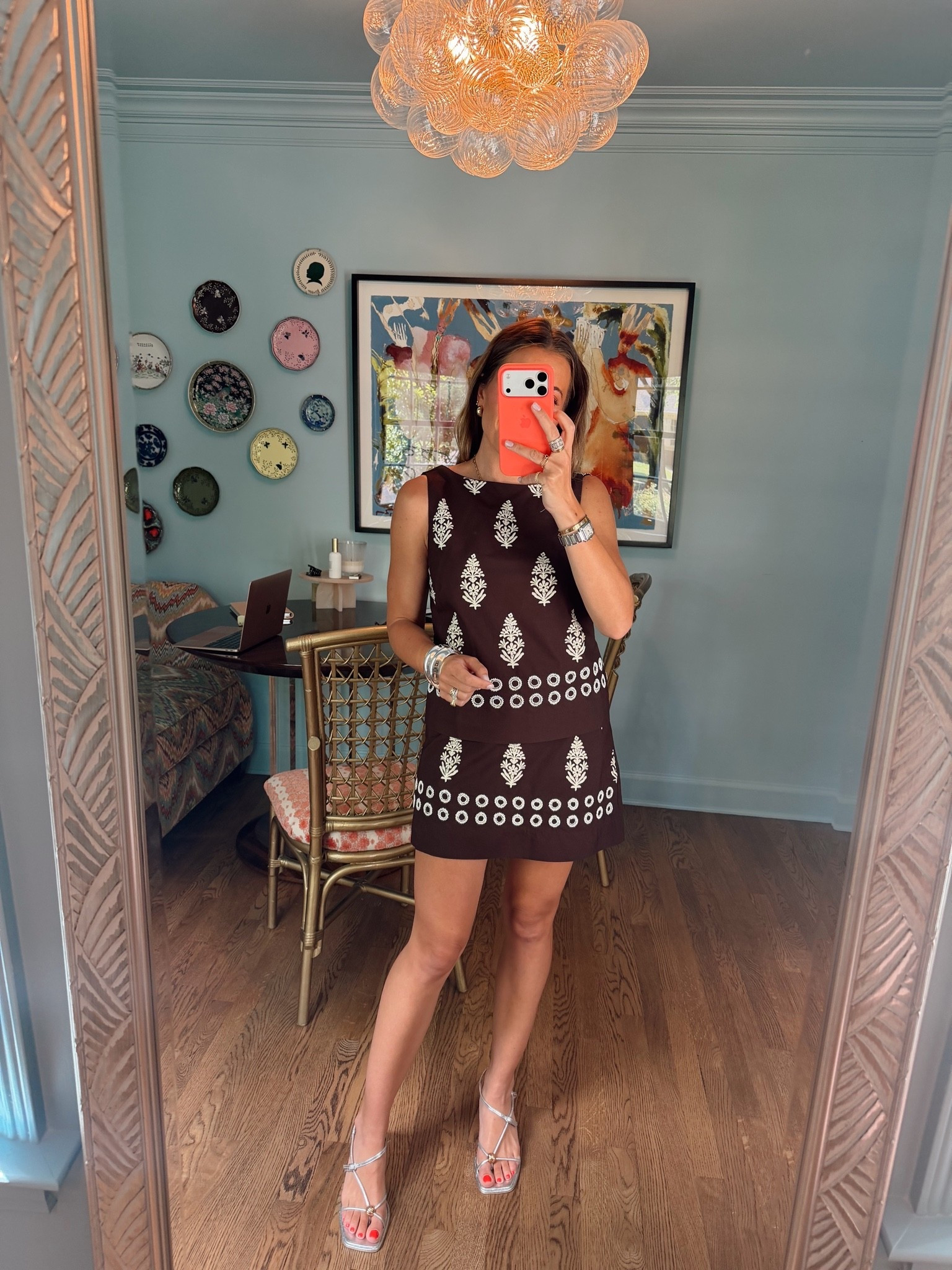 Prettiest embellished set! Wearing 2s