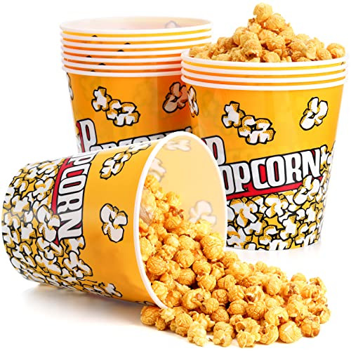 Tebery 12 Pack Plastic Popcorn Containers Reusable Popcorn Bucket Tub for Movie Night - 7 x 7 Inches | Amazon (US)