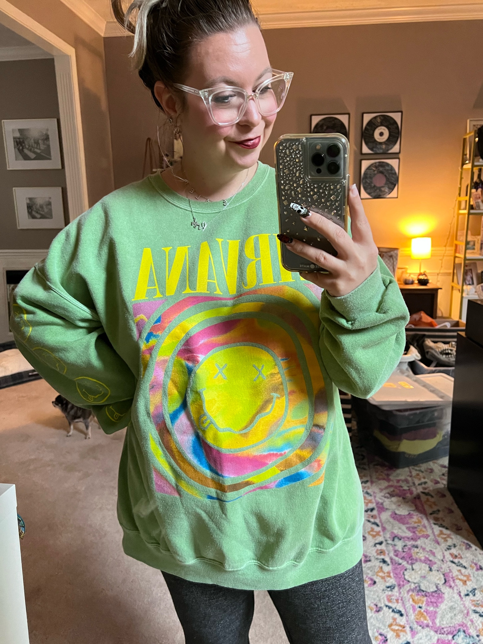 Comfy Nirvana hoodie for todays OOTD. Still in stock in 3 colors! 

#LTKfindsunder100 #LTKGiftGuide #LTKmidsize