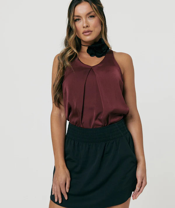 The Stella Satin V-neck Bra Blouse | Shebird
